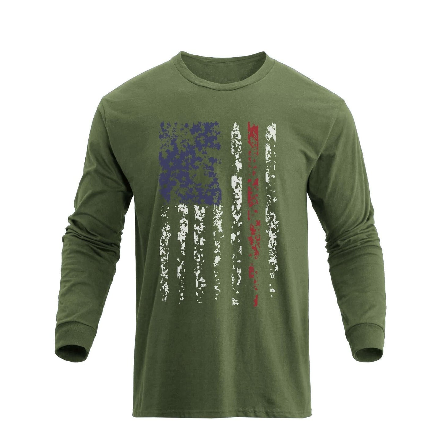 H HYFOL Men's 1776 Independence Day USA Flag Long Sleeve Tee White Size 4XL