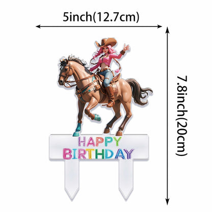 Palegg Cowgirl Cake Topper Western Party Supplies Brown Orange Red Acrylic