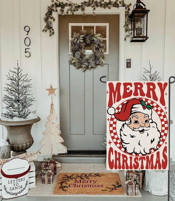 Fapulee Merry Christmas Garden Flag 12x18 Double Sided Santa Outdoor