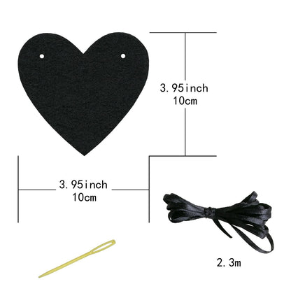 Guzon 4 Sets Black Heart Felt Banners Gothic Wedding Valentine Party Decor