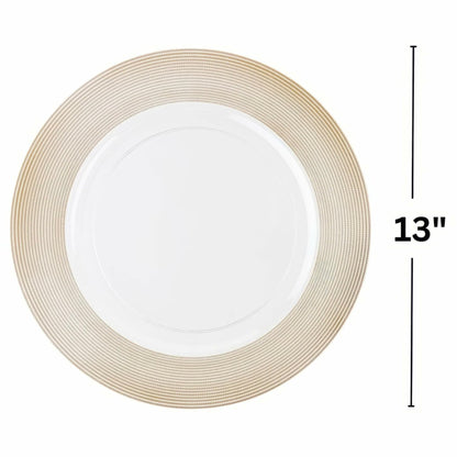 Elegant White Plastic Charger Plates 13" Pack of 4 Durable Dining Decor