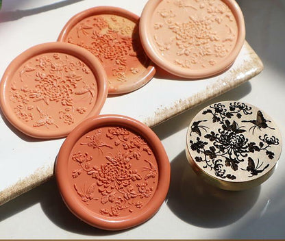 QINGNING Animalia Butterfly Wax Seal Stamp Laser Engraved Brass Head