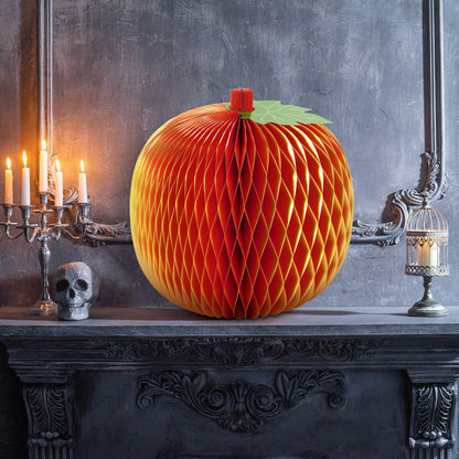 Weekgrat 20'' Giant Honeycomb Pumpkin Decoration Orange Reusable Fall Halloween