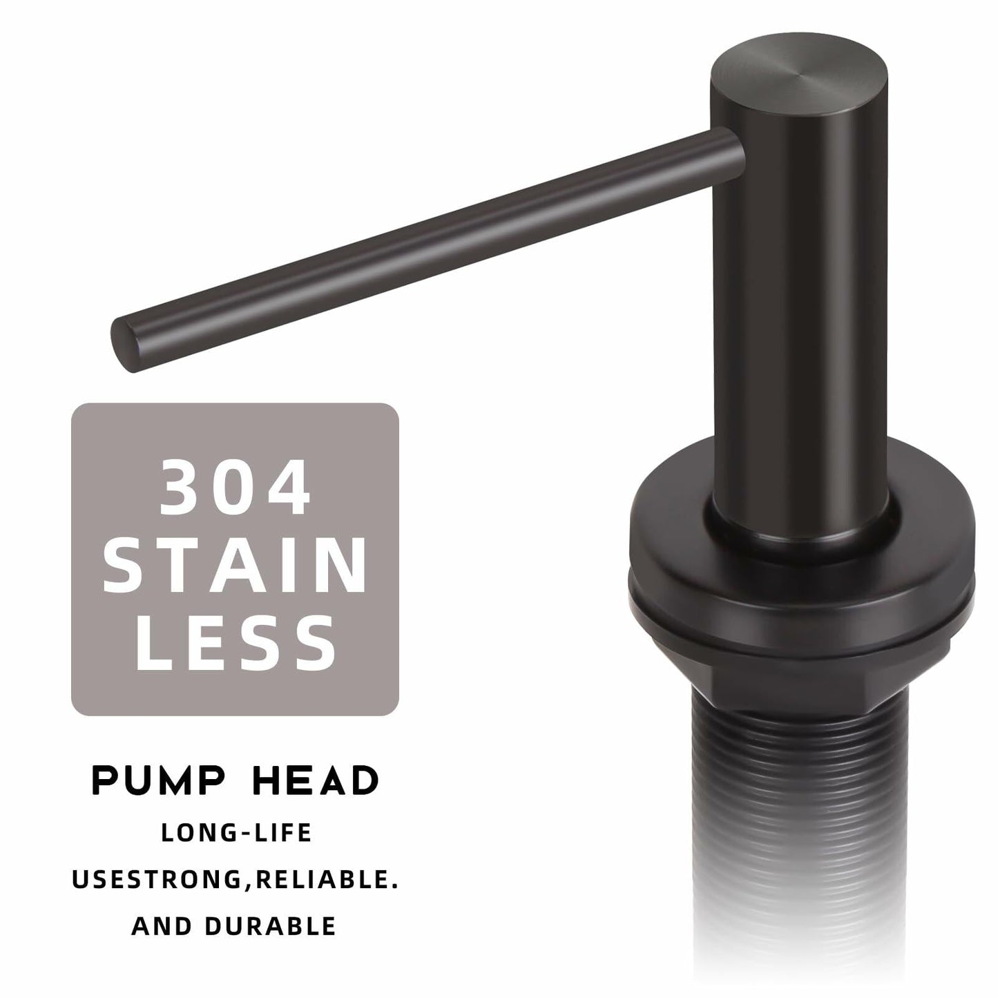 JOMSPOA Dish Soap Dispenser Kitchen Sink Pump Metal Head 17OZ Black + 2 Sponges