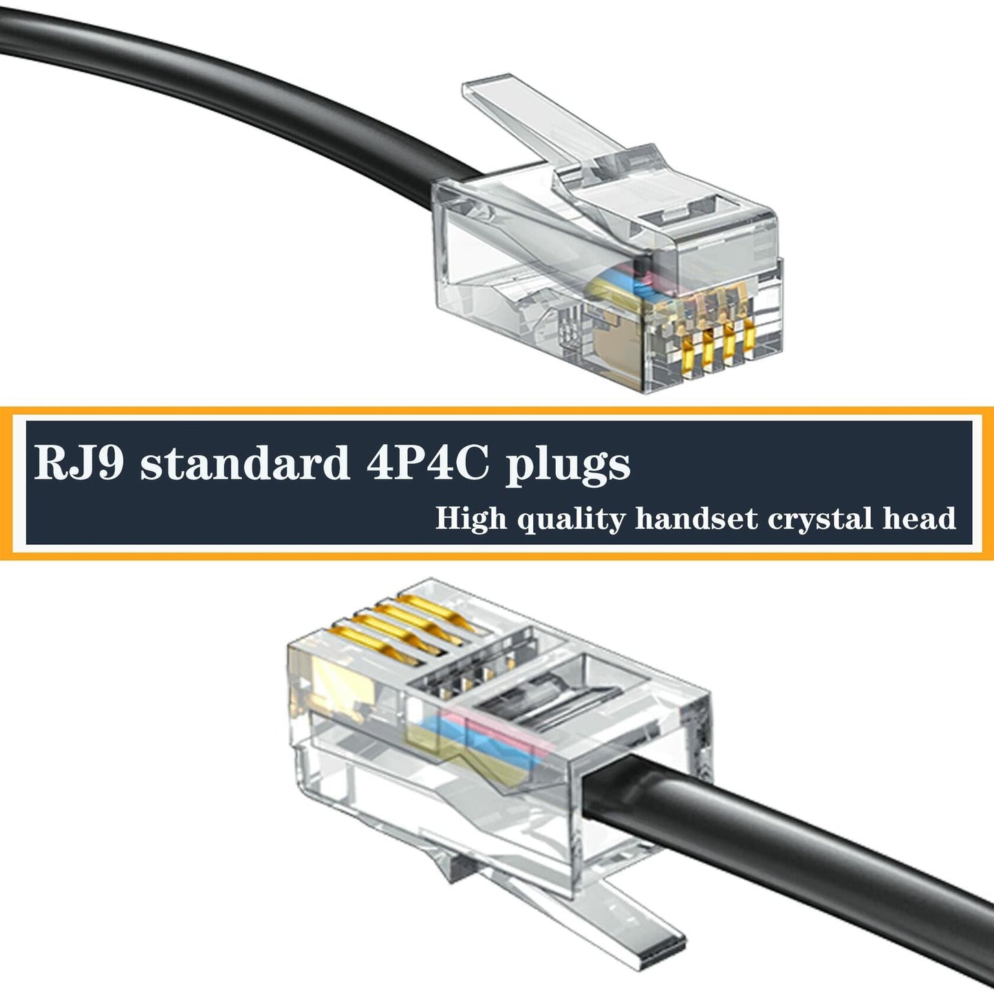 Ubramac RJ9 4P4C Telephone Handset Cord Coiled Wire 20 Pack 8ft/1.4ft