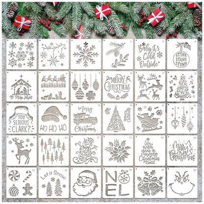 Christmas Craft Stencil Reusable Holiday Winter Painting Wood Glass