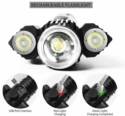 Funeedn Bike Light Set 5000LM – Front & Rear, USB, Waterproof, Black