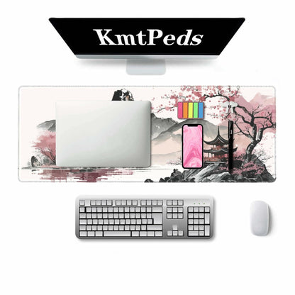 Topographic Gaming Mouse Pad Large Extended White Desk Mat 31.5x11.8