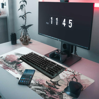Topographic Gaming Mouse Pad Large Extended White Desk Mat 31.5x11.8