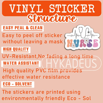 3Pcs Nurse Stickers Nursing Is a Work of Heart Waterproof Vinyl Decals