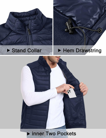 MoFiz Men’s Puffer Vest Winter Active Zipper Sleeveless Jacket Navy XX-Large