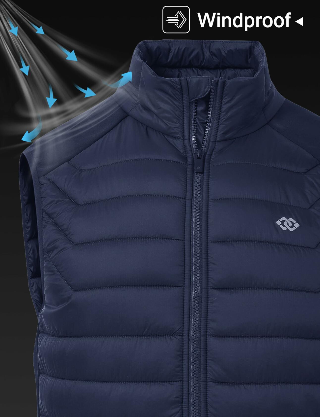 MoFiz Men’s Puffer Vest Winter Active Zipper Sleeveless Jacket Navy XX-Large