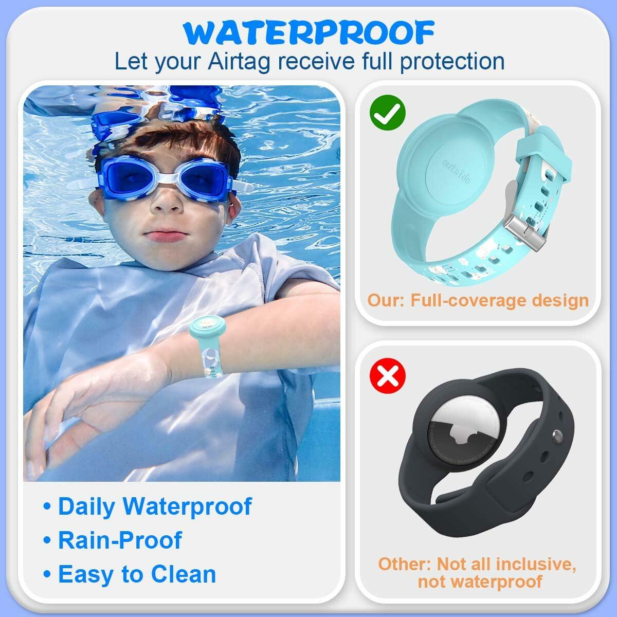 Kids AirTag Bracelet Waterproof Silicone Hidden Tracker Band Sheep Strawberry