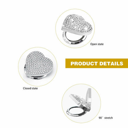 Heart-Shaped Car Engine Start Button Cover Bling Interior Decor White