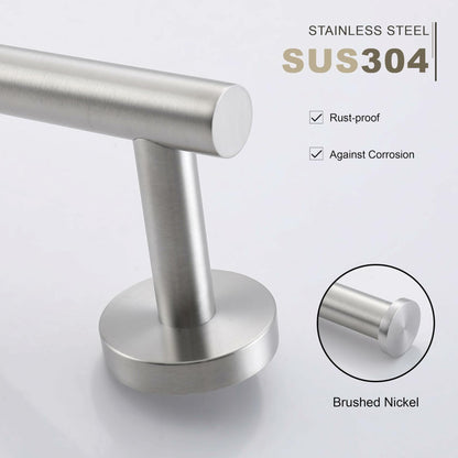 TASTOS Hand Towel Holder Brushed Gold Stainless Steel Wall Mounted 9in