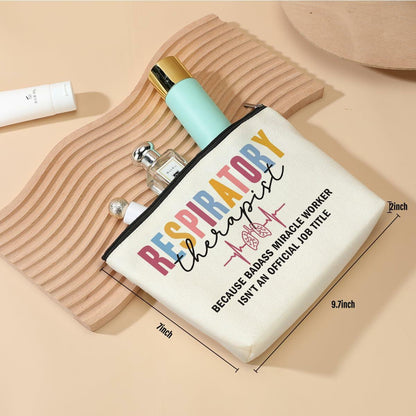 Funny Respiratory Therapist Makeup Bag Cosmetic Bag RT Gifts for Women