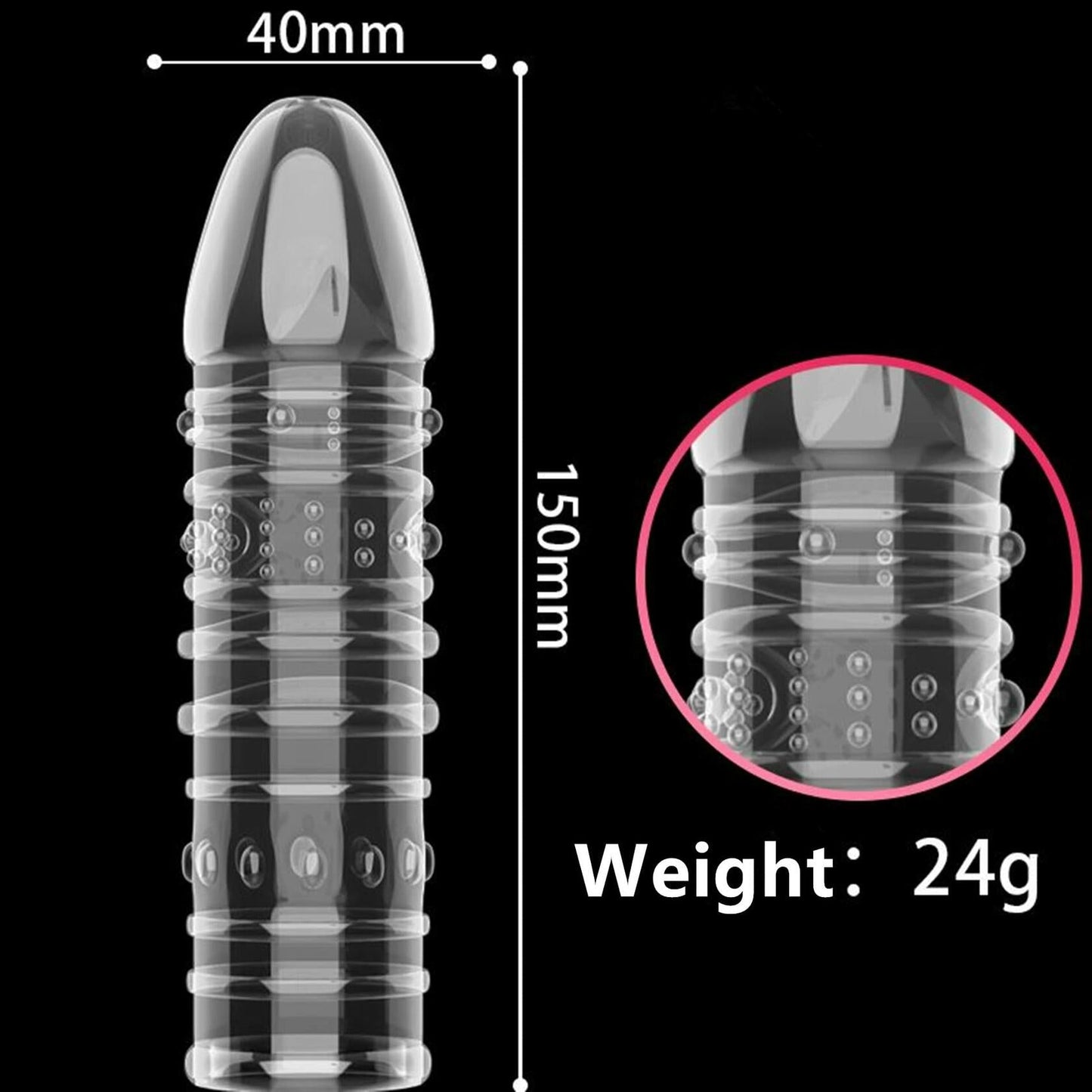 4PCS Threaded Male Condoms Transparent Fine Ring Extended Sleeve Adult