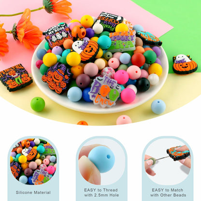 Lovyomi 12PCS Halloween Silicone Focal Beads Ghost DIY Pens Keychain Craft