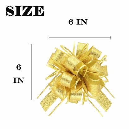 WEWILUCK Gift Bows 10PCS Gold Pull Bows Different Sizes For Birthday & Christmas