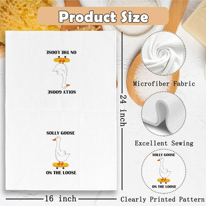 TAEDIN Funny Sarcastic Goose Dish Towel 16x24 Polyester Farmhouse 2-Pack