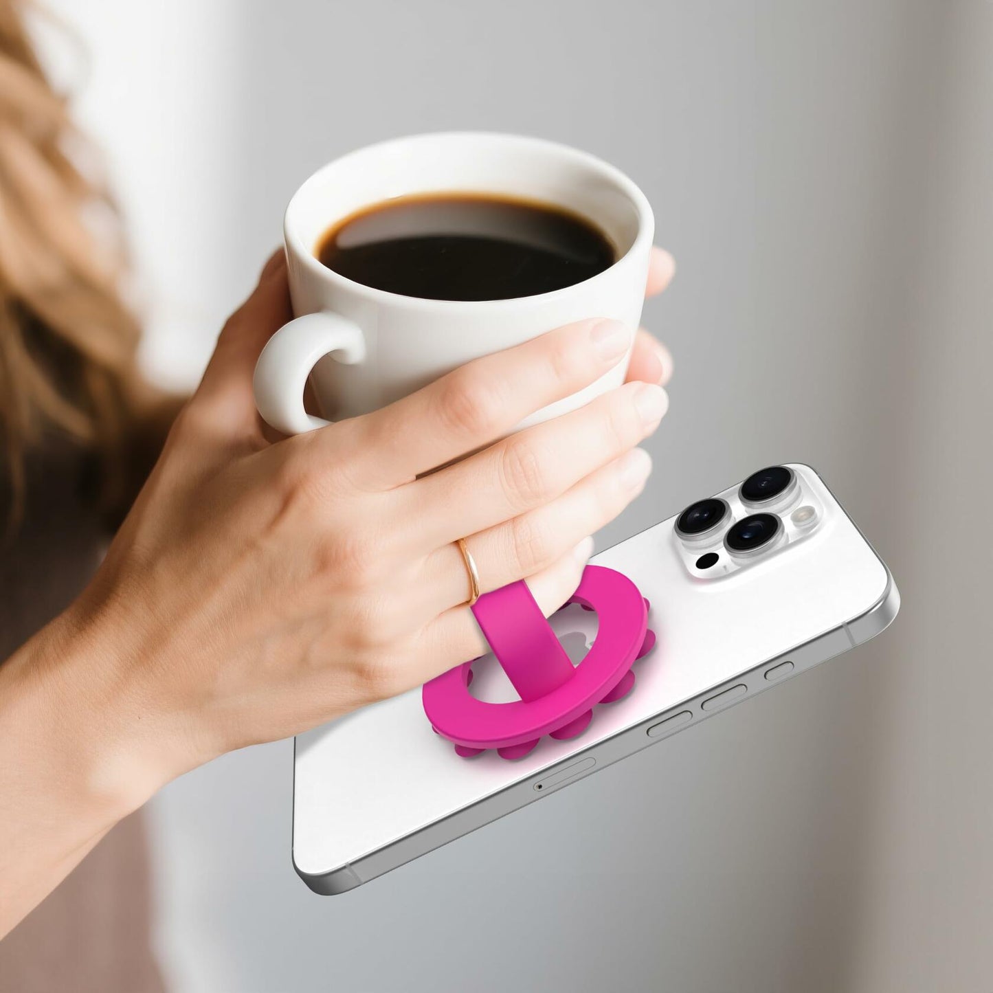 HZZADZXW Silicone Phone Grip Detachable Hand Holder Soft Loop Rose Red
