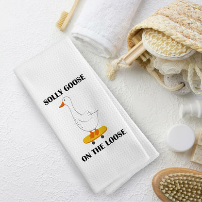 TAEDIN Funny Sarcastic Goose Dish Towel 16x24 Polyester Farmhouse 2-Pack