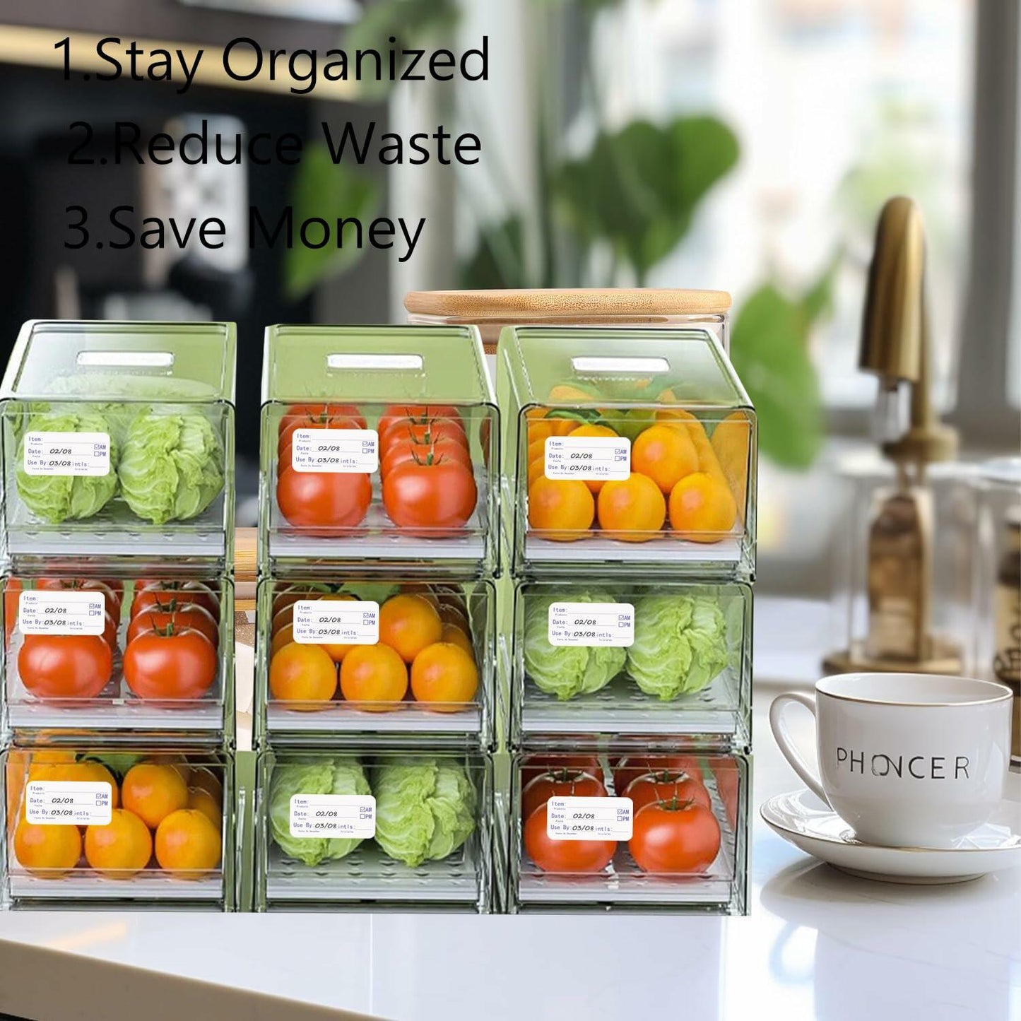 HSDCO Food Container Labels 2x1 Removable Freezer Stickers Blue 500pcs