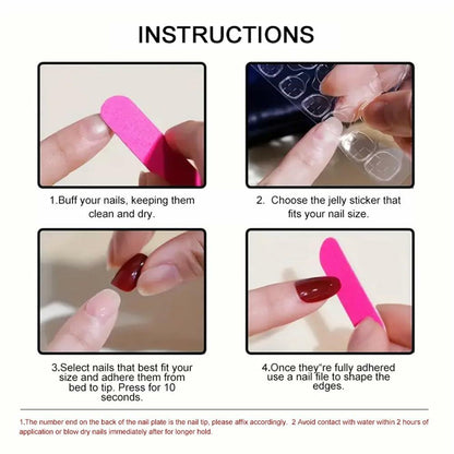 White French Tip Press On Nails Short Square Clear Pink Glossy 24 Pcs