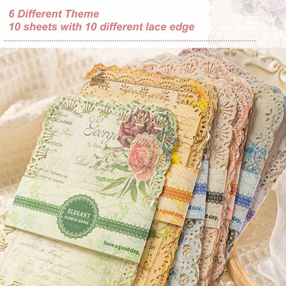 Naszonus Vintage Floral Scrapbook Paper Set 60 Sheets 4.2x6.7 Inch