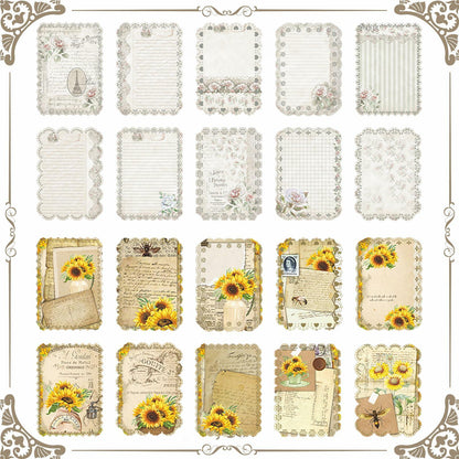 Naszonus Vintage Floral Scrapbook Paper Set 60 Sheets 4.2x6.7 Inch
