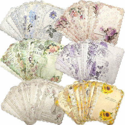 Naszonus Vintage Floral Scrapbook Paper Set 60 Sheets 4.2x6.7 Inch