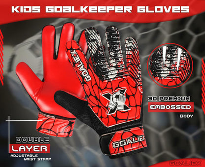 Soccer Goalie Gloves Youth Boys Double Wrist 4mm Super Grip Palm Size 3