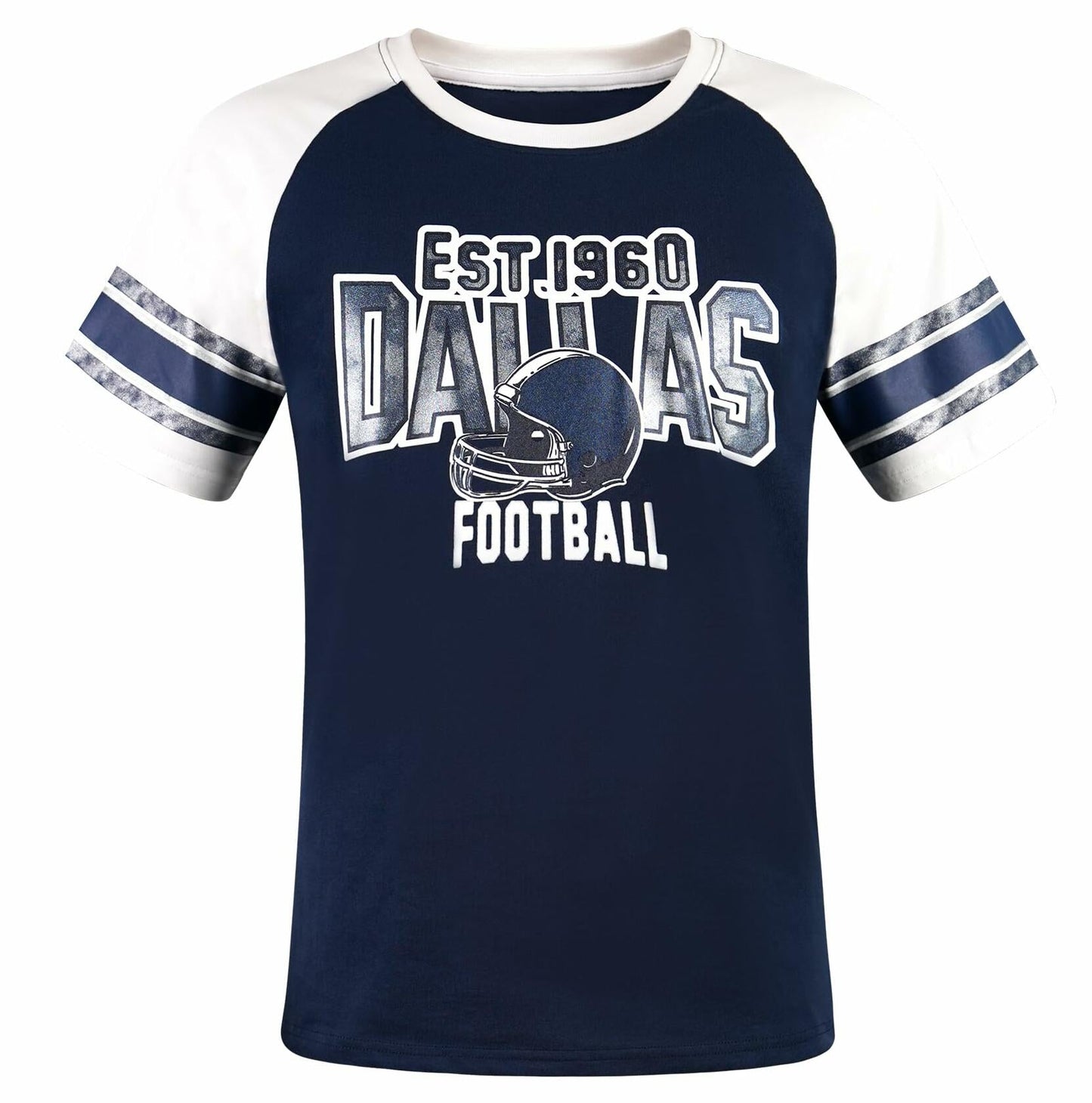 Fansamer Mens Vintage Striped City Football Tee White Navy Size XXL