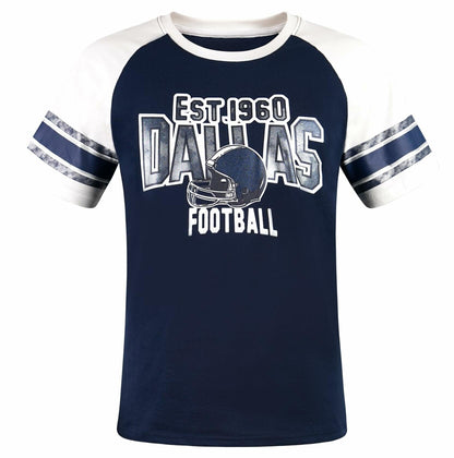 Fansamer Mens Vintage Striped City Football Tee White Navy Size XXL