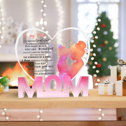 WUGUANSS Best Mom Ever Acrylic Plaque Pink Christmas Birthday Gift