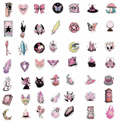 MKZ 50 PCS Waterproof Pink Witchy Stickers Vinyl Celestial Witchcraft