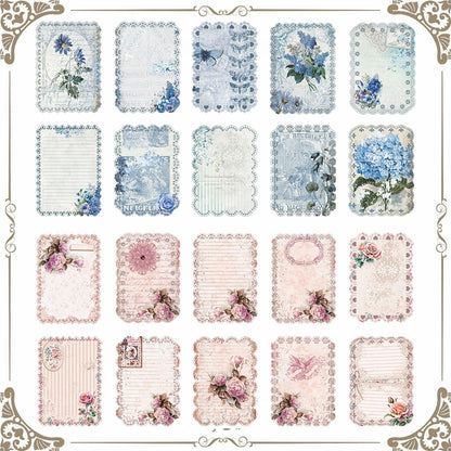 Naszonus Vintage Floral Scrapbook Paper Set 60 Sheets 4.2x6.7 Inch