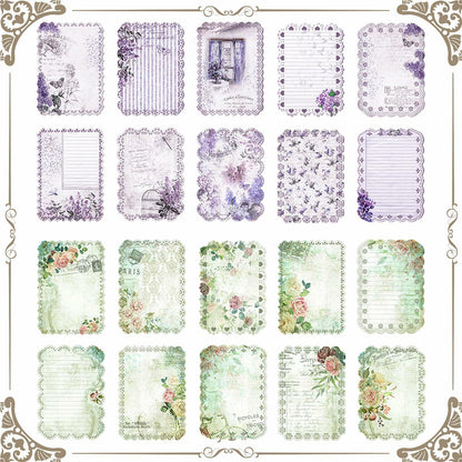 Naszonus Vintage Floral Scrapbook Paper Set 60 Sheets 4.2x6.7 Inch