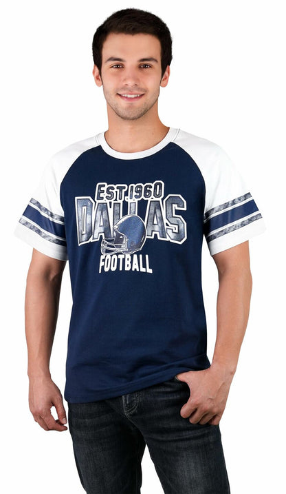Fansamer Mens Vintage Striped City Football Tee White Navy Size XXL