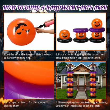 Lunmon Halloween Inflatable Ball Party Kit 24 Pcs Pumpkin Pool Floats