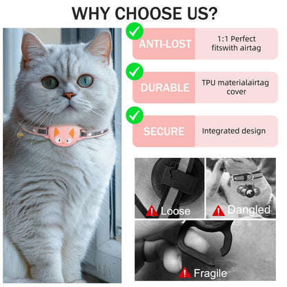 Odokele AirTag Cat Collar Breakaway Reflective with Bell Pink 9-13 in