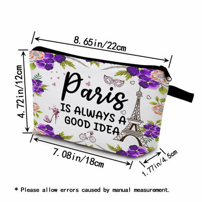 YULUENZE Paris Makeup Bag Eiffel Tower Travel Cosmetic Zipper Pouch