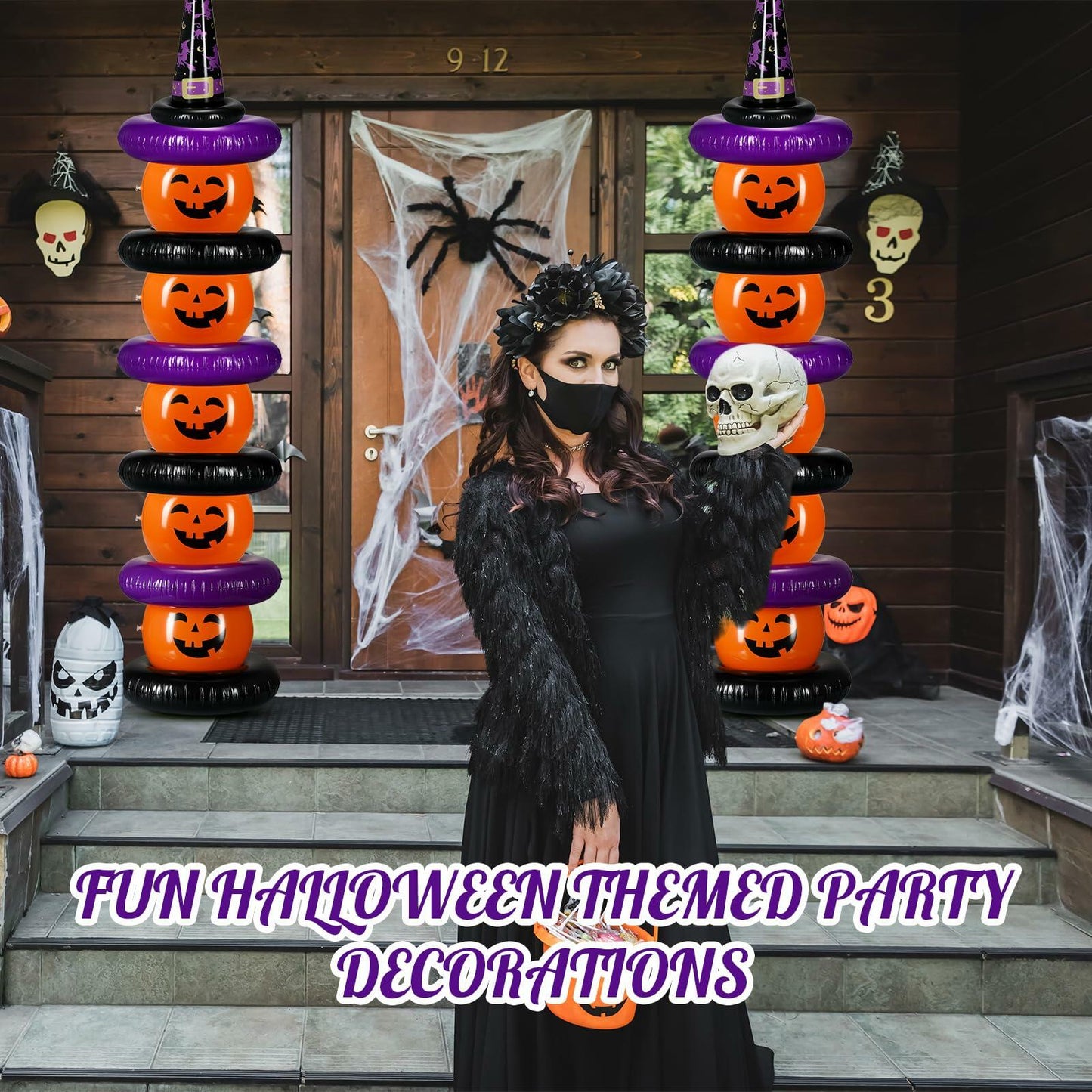 Lunmon Halloween Inflatable Ball Party Kit 24 Pcs Pumpkin Pool Floats