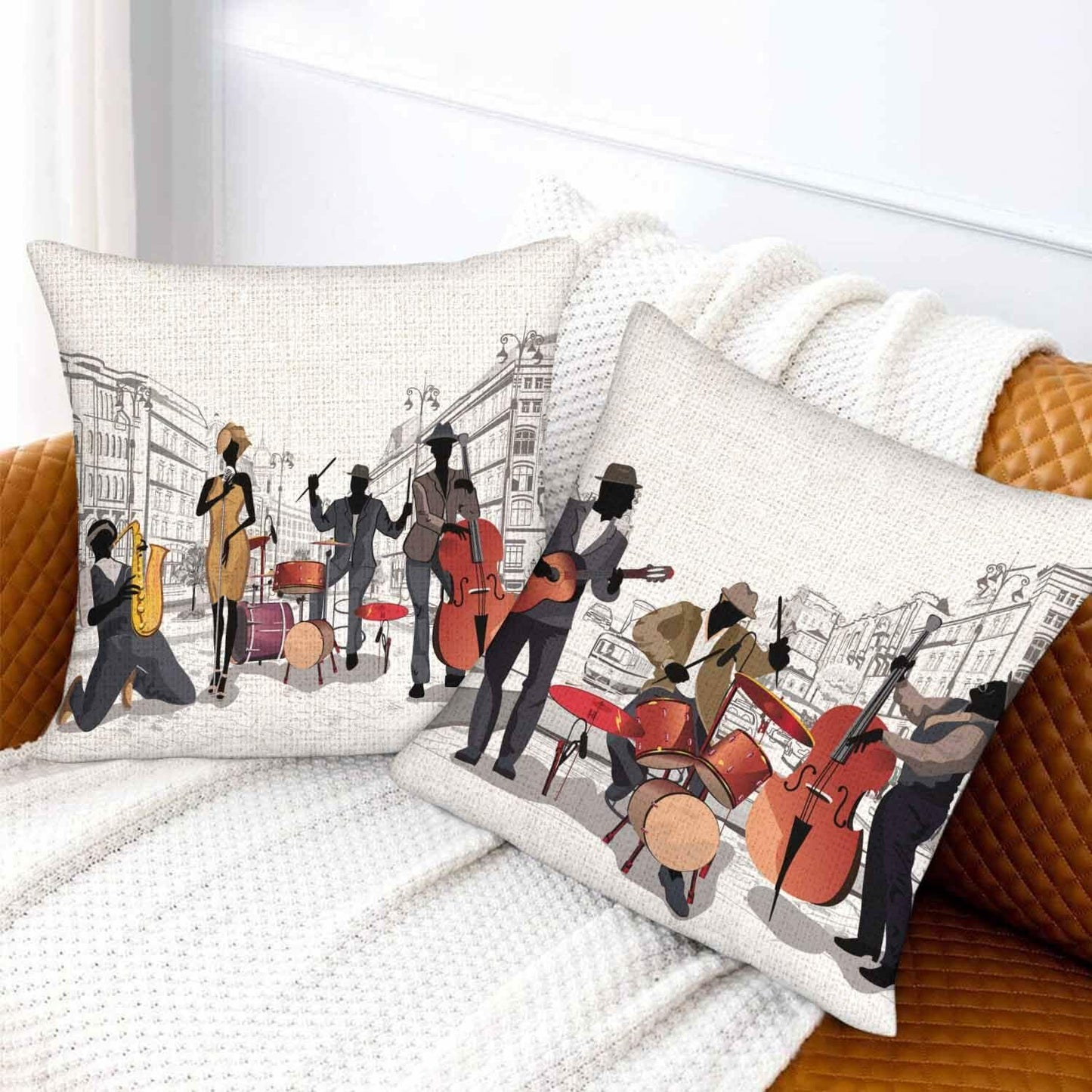 Boqpolu Movie Music Theme Pillow Covers Set of 2 18x18 Inch Multi-0006