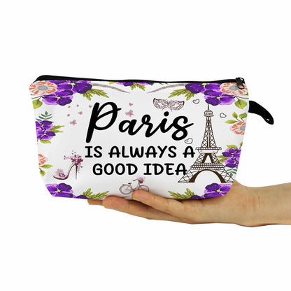 YULUENZE Paris Makeup Bag Eiffel Tower Travel Cosmetic Zipper Pouch