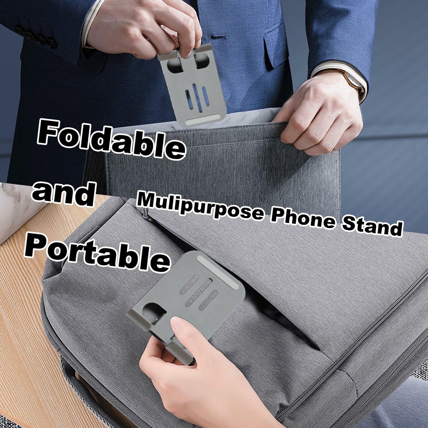 Joe zlvy Cell Phone Stand 360° Rotatable Adjustable Foldable Silvery