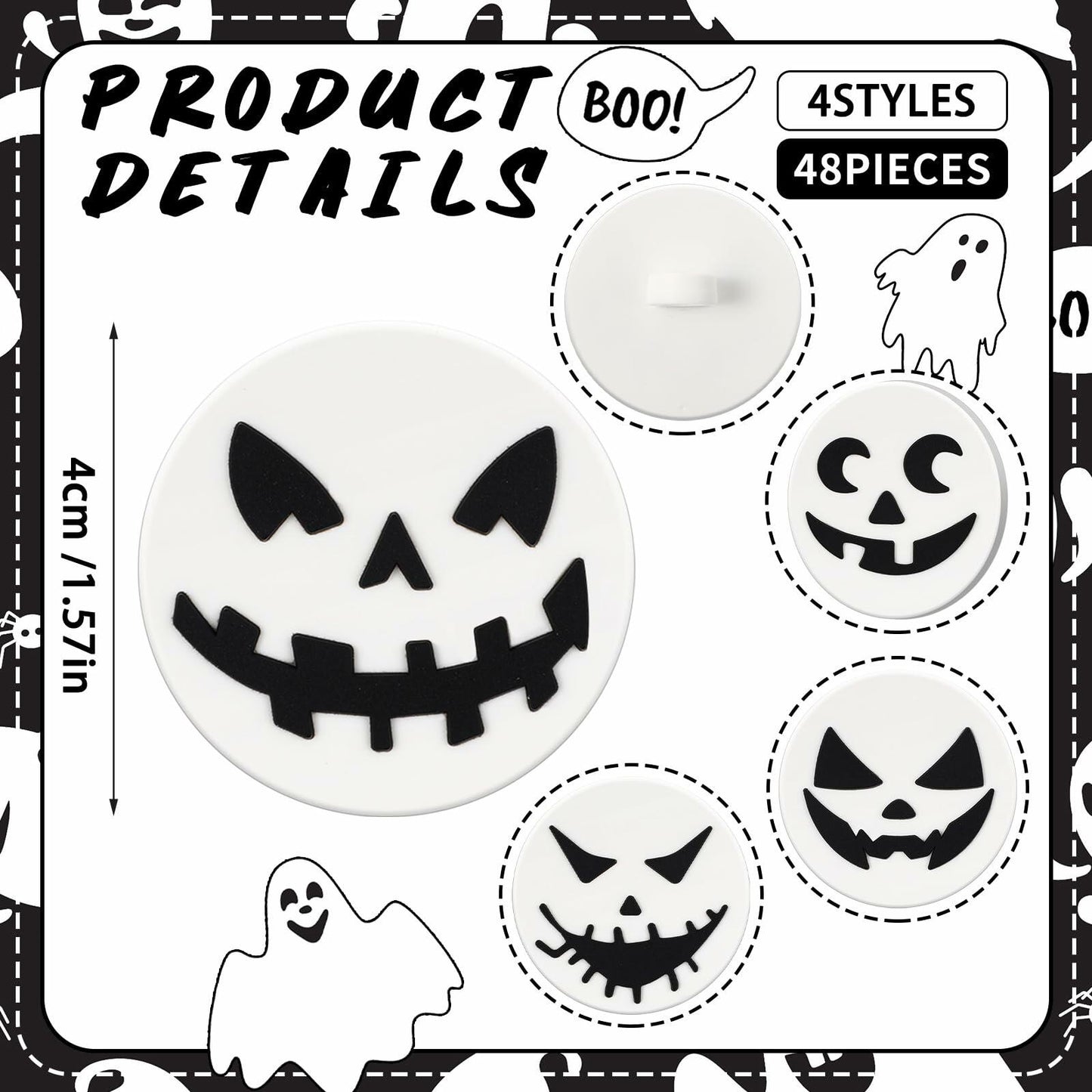 Amyhill Halloween Ghost Cupcake Toppers Rings 48 Pack Party Supplies