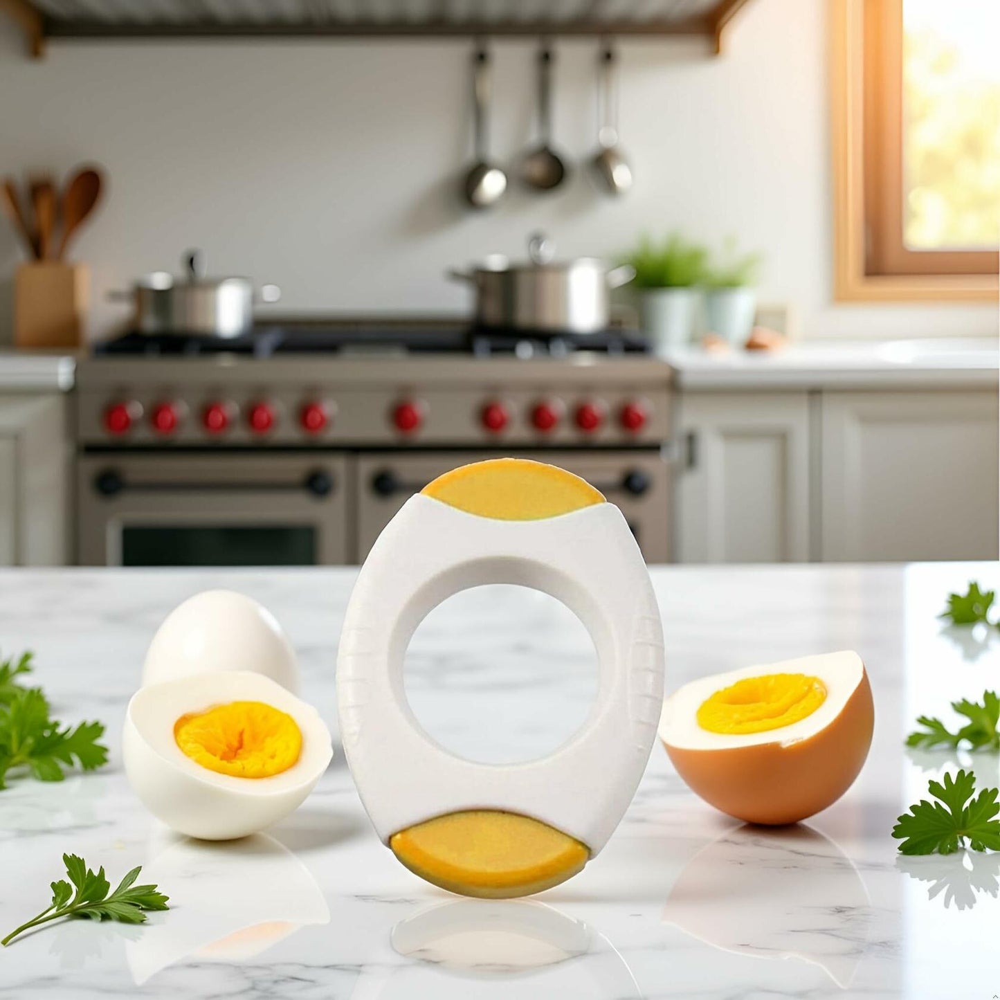 Juroicessry Yellow Egg Shell Opener Cutter Kitchen Tool Acacia Wood