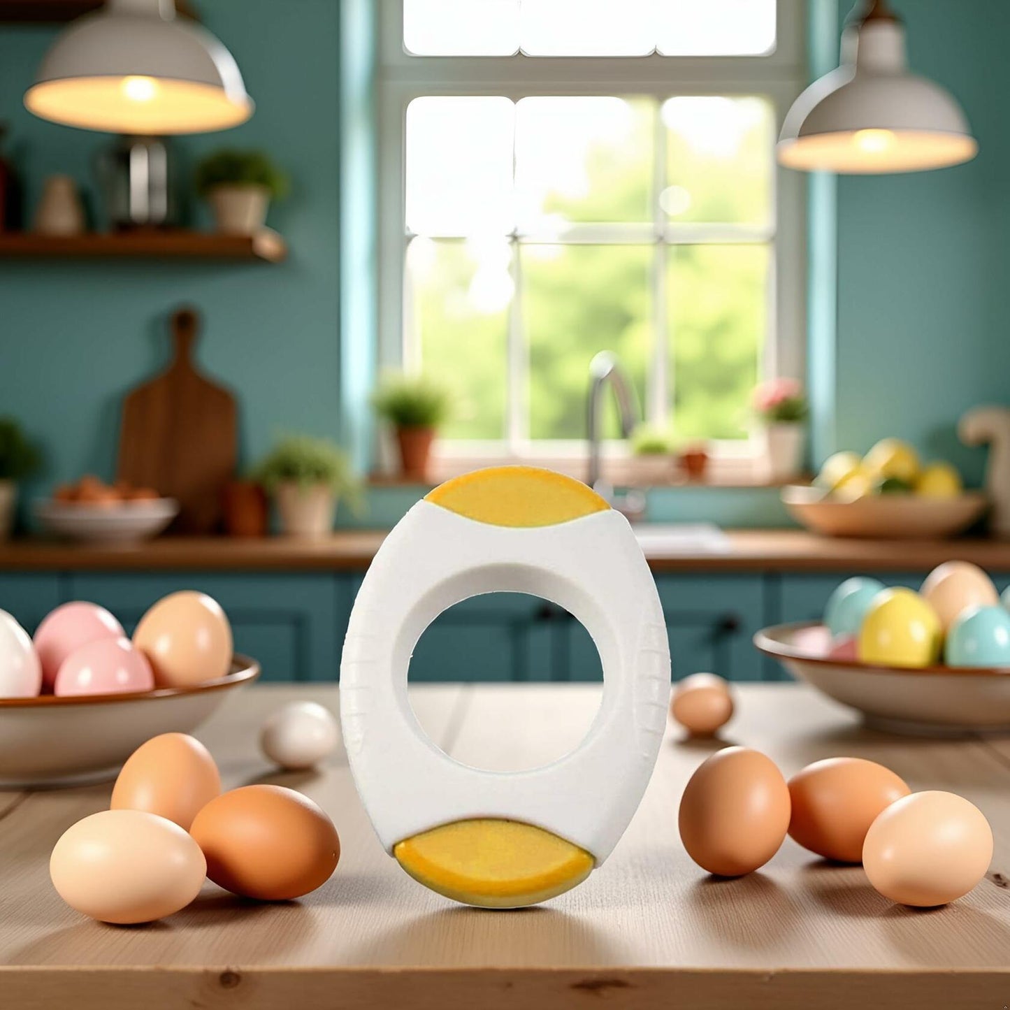 Juroicessry Yellow Egg Shell Opener Cutter Kitchen Tool Acacia Wood