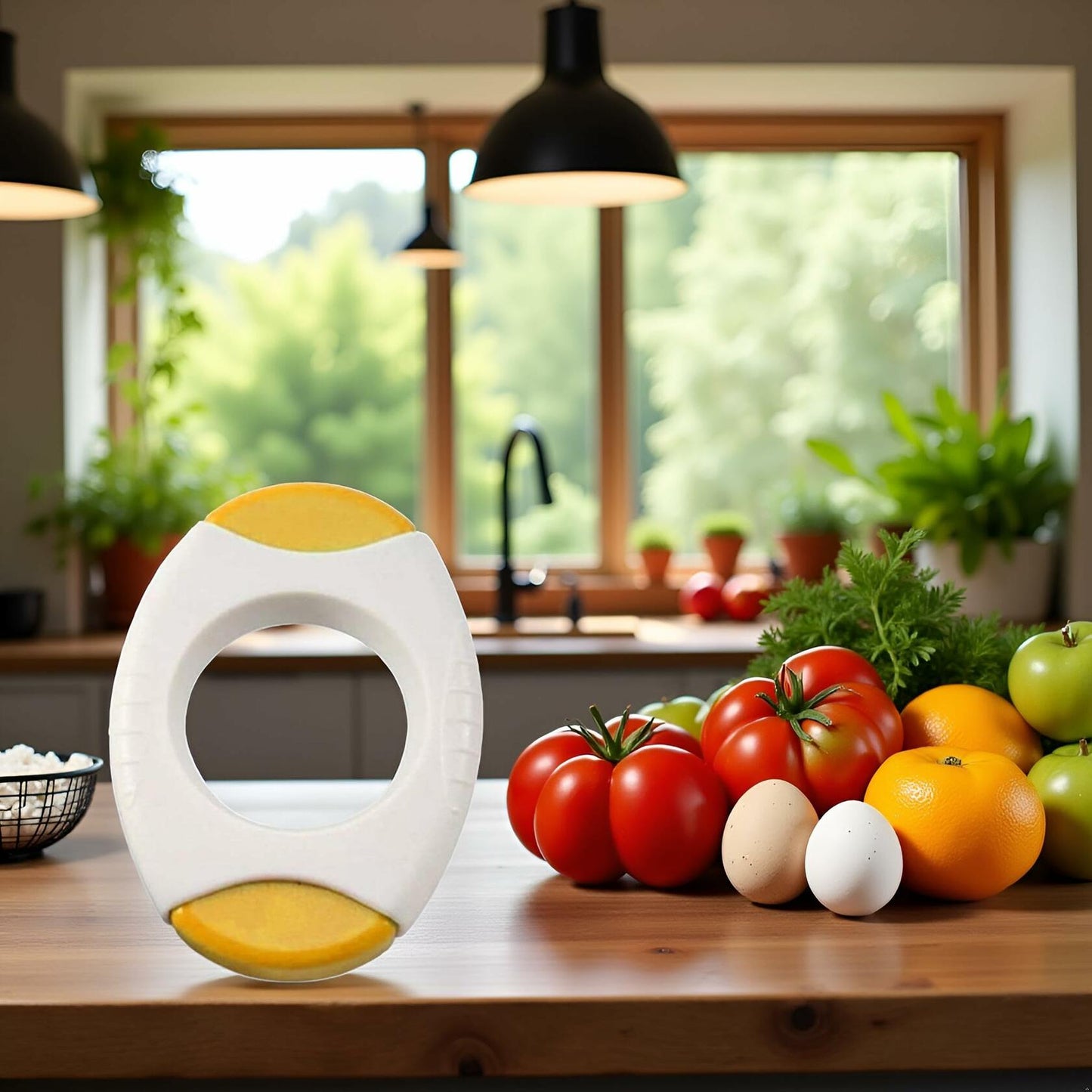 Juroicessry Yellow Egg Shell Opener Cutter Kitchen Tool Acacia Wood